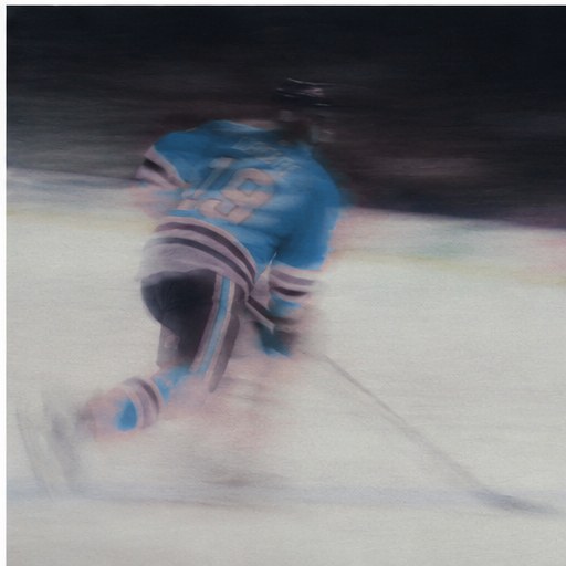 Motion-blurred skater in a Utah Mammoth sweater